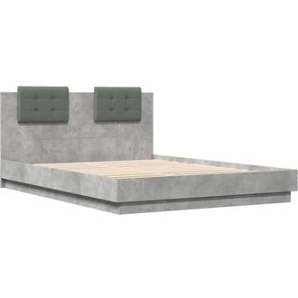 vidaXL Bed Frame with LED without Mattress Concrete Grey 150x200 cm King Size vidaXL