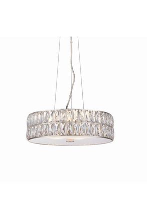 Netlighting Verina LED 5 Light Cylindrical Pendant Chrome Crystal Glass Detail in Clear