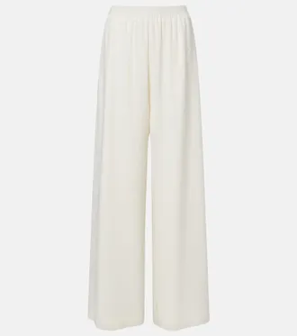 Oscar De La Renta Silk-blend georgette wide-leg pants
