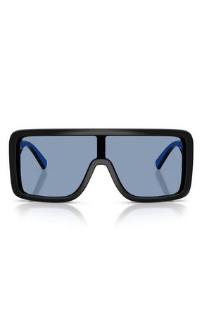 Dolce & Gabbana 134mm Rectangular Shield Sunglasses in Black /Blue at Nordstrom
