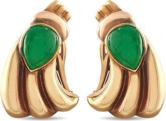 Luxury Bazaar 14K Yellow Gold Jade Retro Earrings MF16-071526