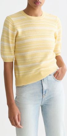 Scotch & Soda Stripe Puff Sleeve Sweater in Parsnip Stripe at Nordstrom, Size X-Small