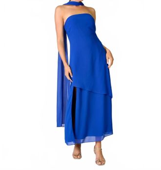Line & Dot Azure Maxi Scarf Dress In Blue