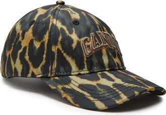 Ganni Logo-embroidered Leopard-print Nylon cap - Black - One Size