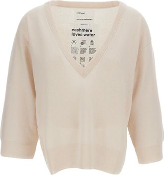 Extreme Cashmere Beige Pearl Cashmere V-Neck Sweater