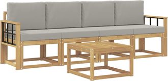 vidaXL Conjunto De Sof&aacute;s De Exterior 5 Uds. Blanco Y Gris Claro Vidaxl