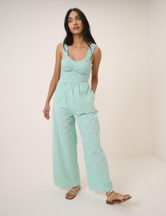 Nobody's Child Mint Green Gingham Helena Jumpsuit