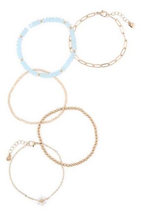 BP. Floral Set of 5 Bracelets in Gold at Nordstrom