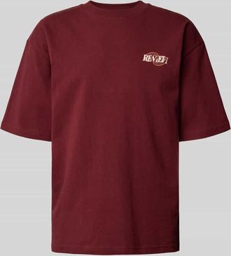 Review Oversized T-Shirt mit Label-Print und Rundhalsausschnitt in Rostrot, Größe XXL