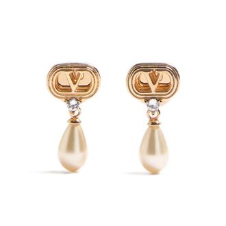 Valentino Garavani Golden Logo Drop Earrings