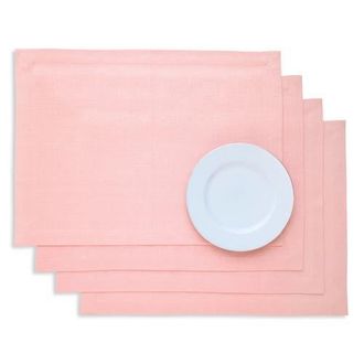 Solino Home Linen Placemats Set of 4, 14 x 19 Inch for Dining Table, Holiday and Everyday Table Decor - Diana in Misty Pink at Nordstrom, Size Medium