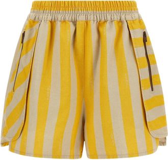 Fendi Yellow Pequin Striped Shorts
