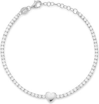 Sphera Milano Cubic Zirconia Heart Tennis Bracelet in Silver at Nordstrom Rack