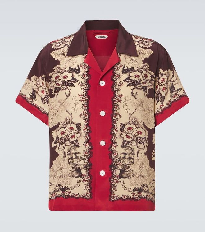 Printed silk bowling shirt