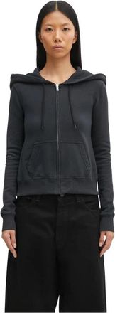 Maison Margiela Gecropt met rits hoodie - Dames - Vesten met rits - Zwart - L - Katoen - Hoodies & sweatvesten