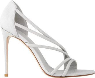 Le Silla Schoenen, Dames, Grijs, 37 EU, Leer, Zilveren Stiletto Sandalen Scarlet