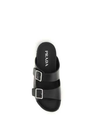 Prada Mens Leather Sandals Black Upper: Calf