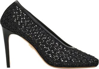 Ferragamo 90mm macram&eacute; pumps - Zwart