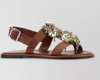 Dries Van Noten leather sandals embellished strap flat sole