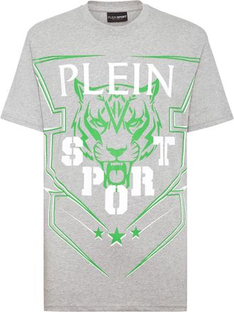 Plein Sport tiger-print cotton T-shirt - men - Cotton - L - Grey