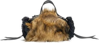 Simone Rocha Embellished Mini Faux Fur Double Ribbon Rosette Tas - Dames - Tassen - Bruin - Maat: ONE Size Poliester