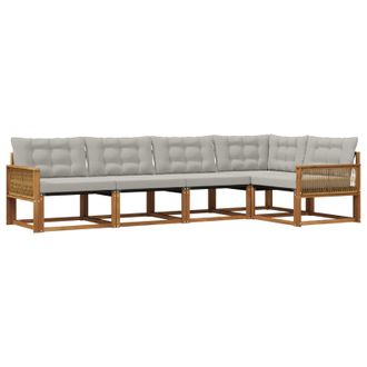 vidaXL Conjunto De Sof&aacute;s De Exterior 5 Pcs Natural Y Gris Claro Vidaxl