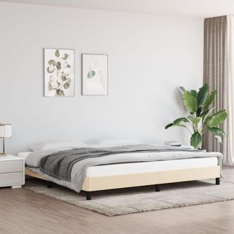 vidaXL Cama Sin Colch&oacute;n Tela Color Crema 200x200 Cm Vidaxl