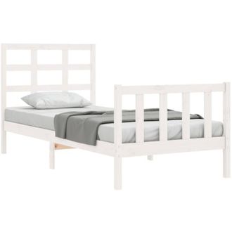 vidaXL Bed Frame without Mattress White Small Single Solid Wood Pine Vidaxl
