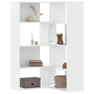 Berkfield Home Corner Bookcase 4-Tier White 85x85x140 cm Engineered Wood | Size: 85 x 85 x 140 cm