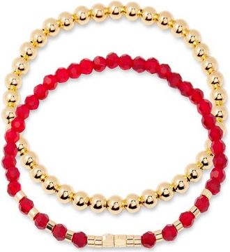 Brook & York Makenna Set of 2 Birthstone Beaded Stretch Bracelets in Gold/Jan at Nordstrom