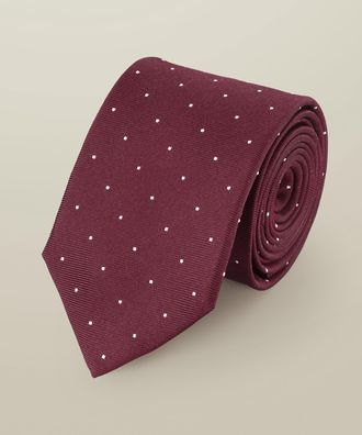 CHARLES TYRWHITT Silk Spot Tie - Maroon Red Size OSFA by Charles Tyrwhitt