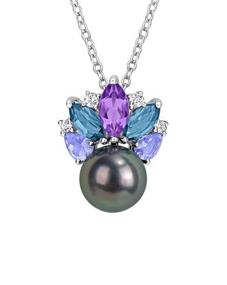Rina Limor Silver 1.25 Ct. Tw. Pearl (Multi-Gem) & 8-8.5Mm Pearl Pendant
