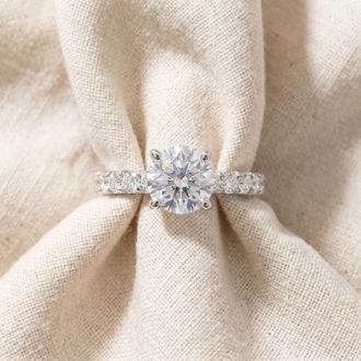 Pompeii3 Certified 3 1/4Ct TW Round Diamond Engagement Ring 14k White Gold Lab Grown