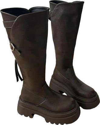 Generic Womens Rivet Knee High Boots Western Style Comfortable Casual Long Shoes