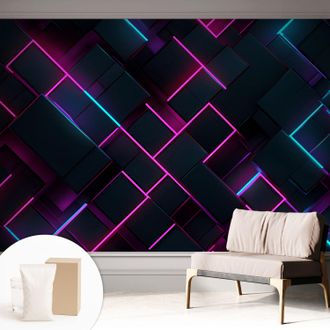 Tulup Carta Da Parati Non Tessuto - Decorazione Da Muro - Traspirante - Con Motivo - Per Camera Da Letto Cucina Geometria Al Neon 312x219 Cm