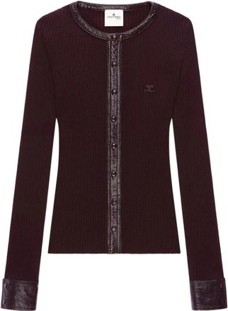 Courr&egrave;ges Ribbed Knit Cardigan - female - Courr&egrave;ges - Cardigans - Red - XS - Knitwear
