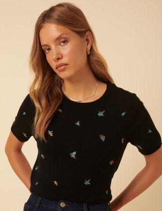 Nobody's Child Floral Embroidered Knitted Top