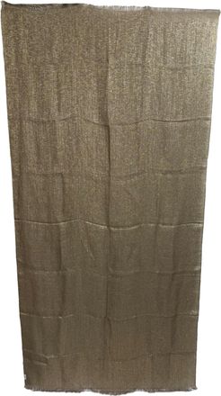 Brunello Cucinelli Brunello Cucinelli Pre-owned Womens Frayed-Edge Scarf in Gold Cashmere - One Size