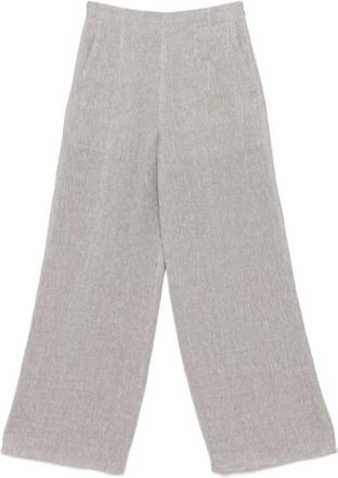Emporio Armani Dames, Broeken, Grijs, Maat: XL Linnen