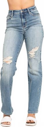 Judy Blue Womens High Waisted Dad Straight Jean In Blue