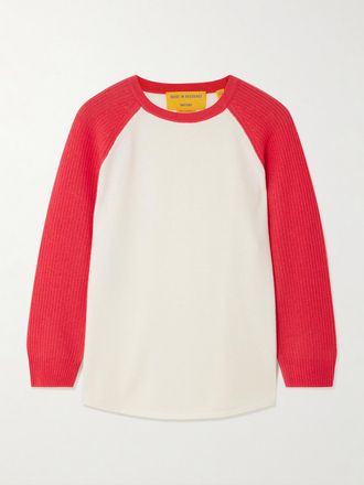 Guest In Residence Pullover In Cashmere Bicolore Baseball Tee - Rosso
