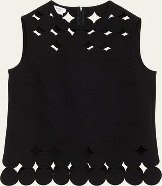 Akris Sleeveless Cutout Polka Dot Top