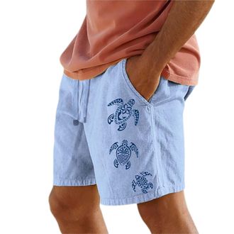 Generic Animal Print Shorts Men, Men Cotton Shorts Summer Mens Beach Shorts with Pockets Mens Lounge Shorts Elasticated Waist Summer Lightweight Quick Dry Cas