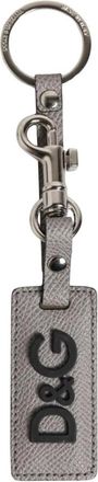 Dolce & Gabbana Grijze leren sleutelhangerhouder met metalen ring - Heren - Sleutelhangers & Tashangers - Grijs - ONE Size - Leer - Accessoires