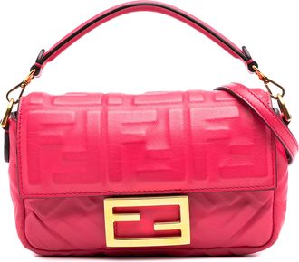 Fendi Pre-owned Womens Baguette Ff Motif Handbag - Dusty Pink Leather - One Size