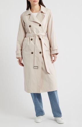 Bernardo Long Double Breasted Trench Coat in Egg Shell at Nordstrom, Size Xx-Large