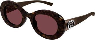 Gucci Zonnebrillen met ronde glazen - unisex - Accessoires - Bruin - Maat: 51 MM