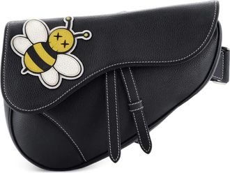 Dior Borsa a tracolla KAWS Saddle in pelle con applicazione - Nero