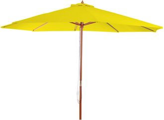 Hhg [nunca Usado] Sombrilla Florida, Sombrilla De Jard&iacute;n Sombrilla De Mercado, &Oslash; 3,5m Poli&eacute;ster/madera 7kg, Amarillo