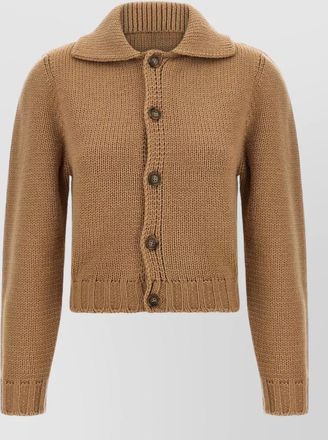 Maison Margiela wool blend cropped ribbed cardigan
